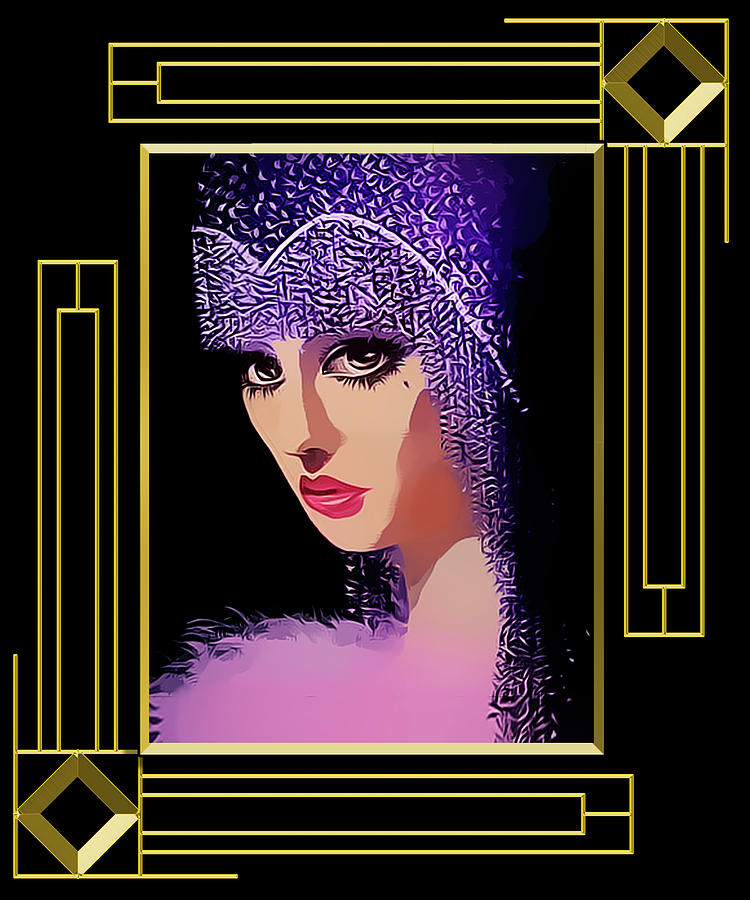 Flapper in Purple Hat - Framed Digital Art by Chuck Staley