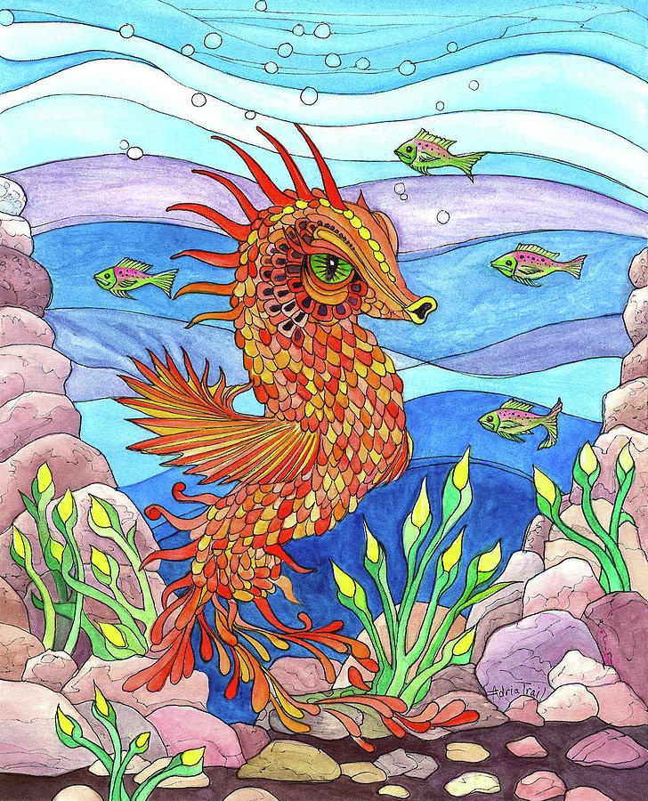 Flashy Swimmer and Fishes Painting by Adria Trail