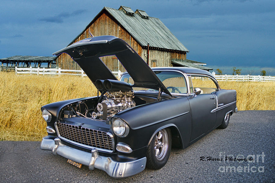 Flat Black Chevy in front of Old Barn Photograph by Randy Harris