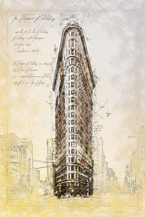 Flat Iron Building New York Usa Drawing By Theodor Decker