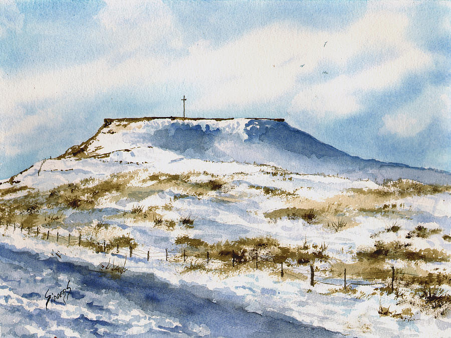 Hill Painting - Flat Top in the Snow by Sam Sidders