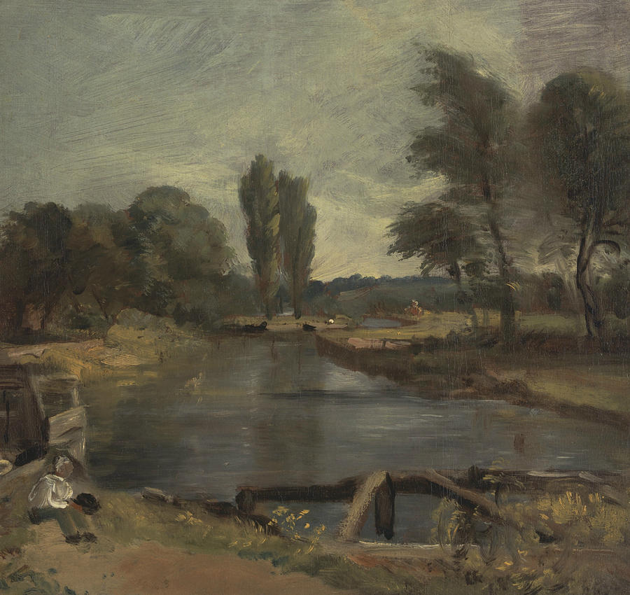 Flatford Lock Painting by John Constable