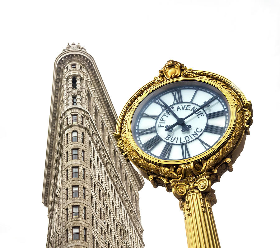 Flatiron Building And Clock Photograph