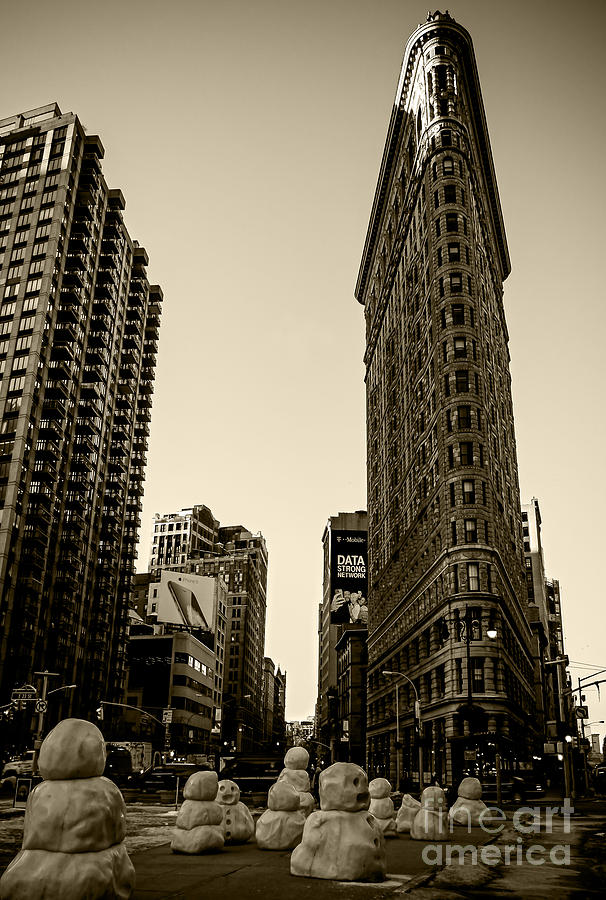 New York City Photograph - Flatiron Building - Sepia by James Aiken