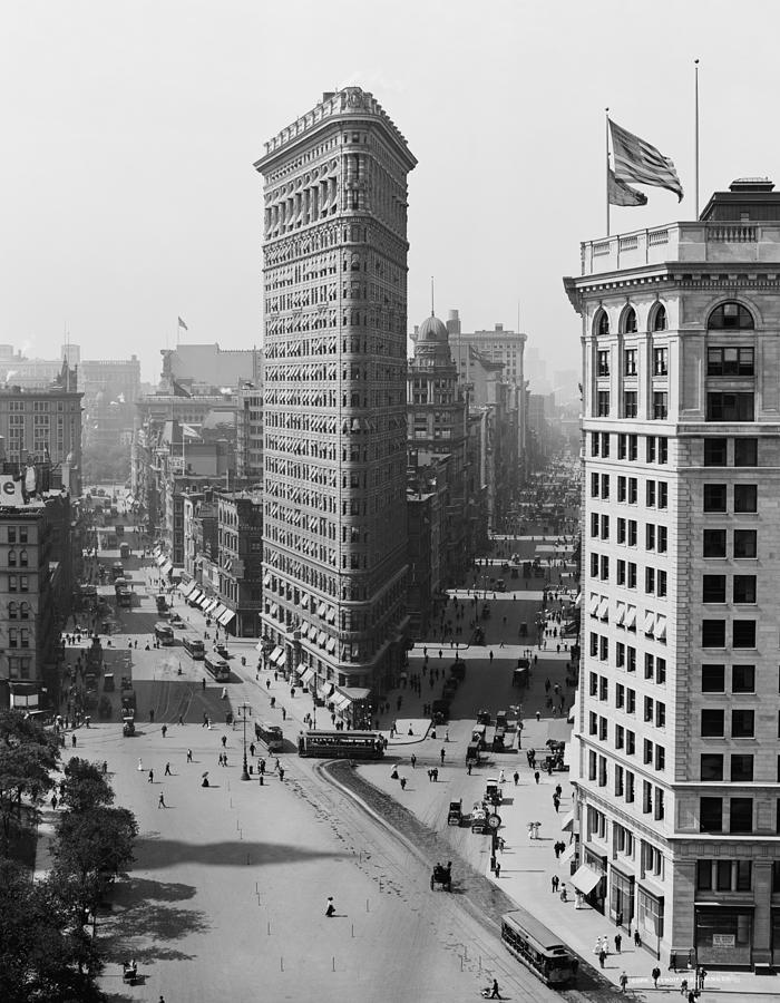 Flatiron Building - Vintage New York - 1908 Photograph by War Is Hell Store