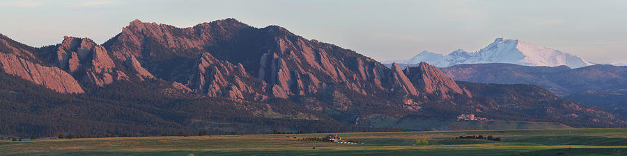 Flatirons and Longs Peak Panorama Photograph by Aaron Spong