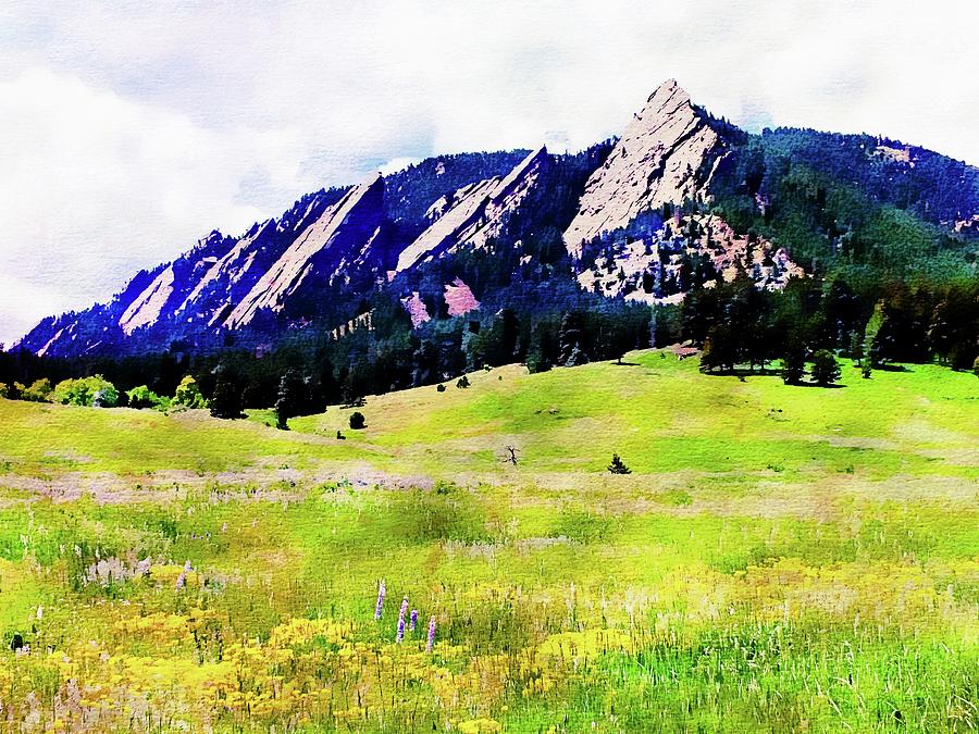 Summer Digital Art - Flatirons - Boulder, Colorado by Joseph Hendrix