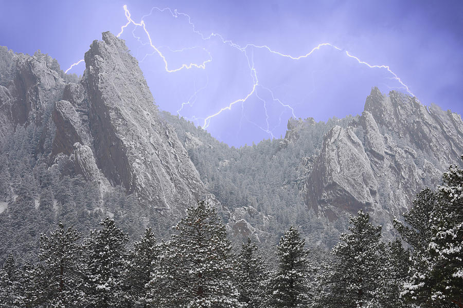 Nature Photograph - Flatirons Lightning by James BO Insogna