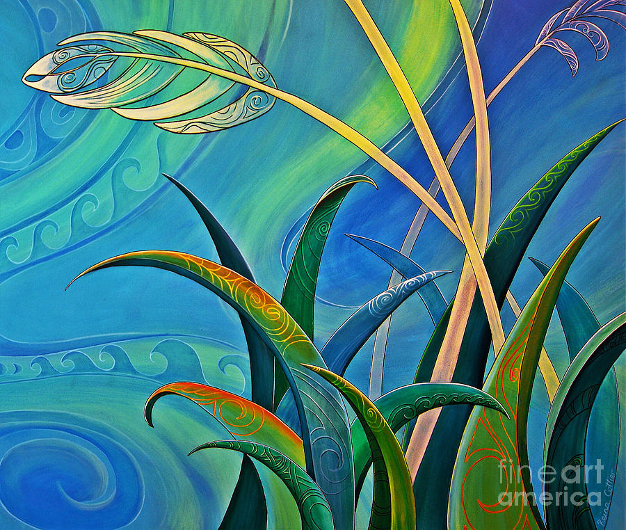 Flax Harakeke by Reina Cottier Painting by Reina Cottier