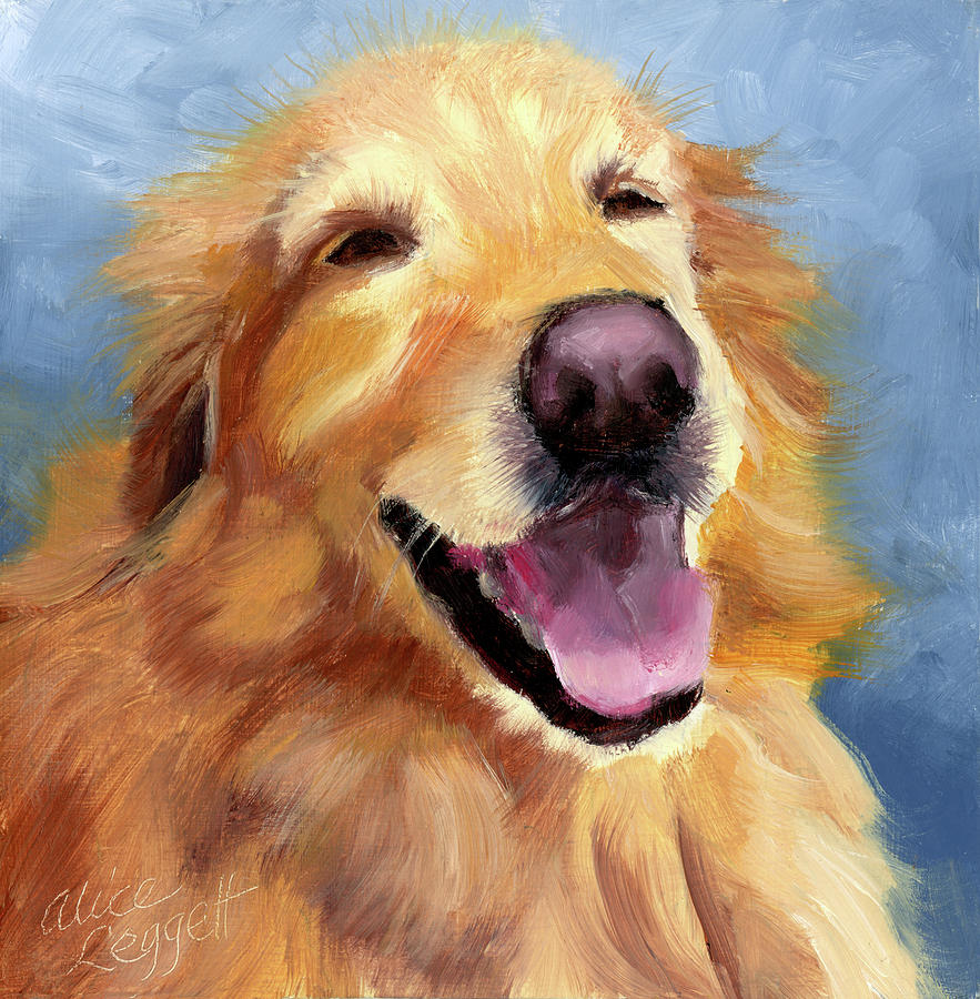 Golden Retriever Painting - Fletcher Laughing by Alice Leggett