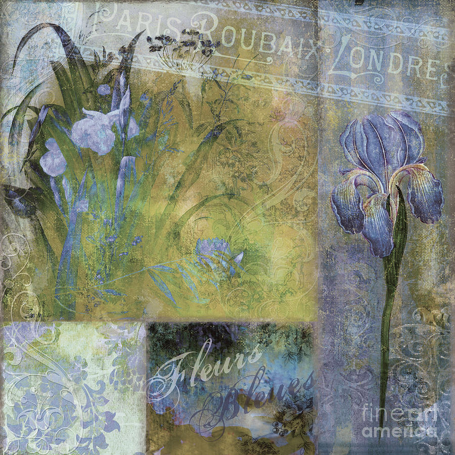 Flower Painting - Fleurs Bleues I by Mindy Sommers