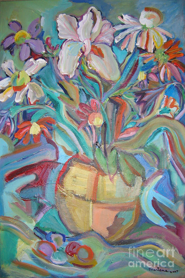 Fleurs Painting by Marlene Robbins