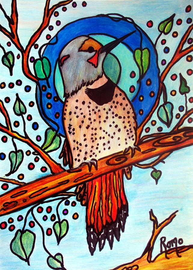 Woodpecker Drawing - Flicker by Robin Monroe