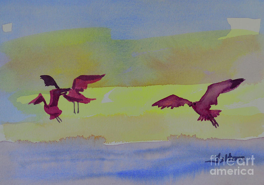 Flight of 3 birds Painting by Julianne Felton