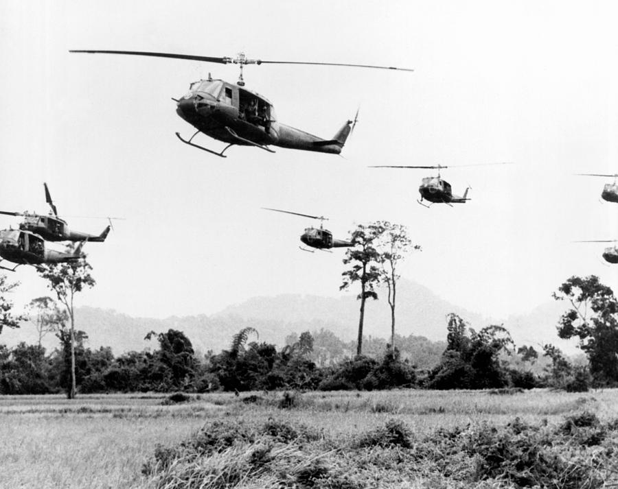 Flight Of UH-1 Troopships Photograph by Underwood Archives