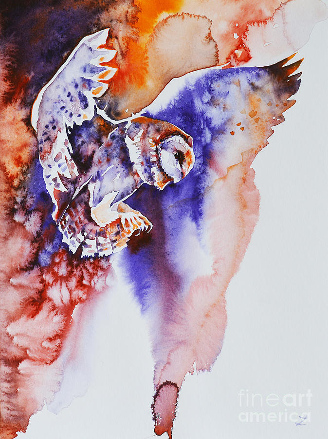 Flight of the Barn Owl Painting by Zaira Dzhaubaeva