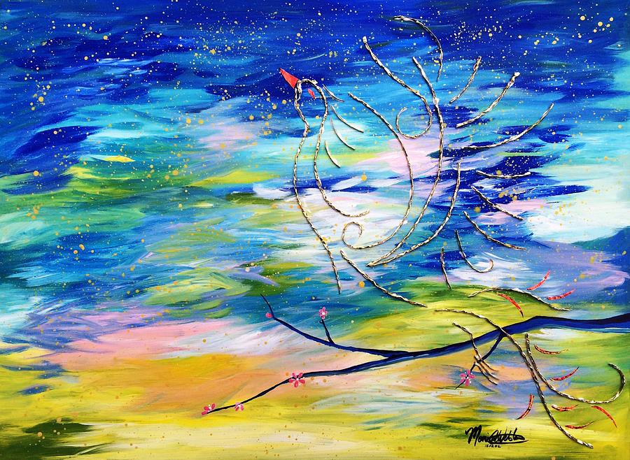 Phoenix Mixed Media - Flight Of The Phoenixes - Golden Dawn Phoenix by Monica Webster Phoenix Mixed Media - Flight Of The Phoenixes - Golden Dawn Phoenix by Monica Webster