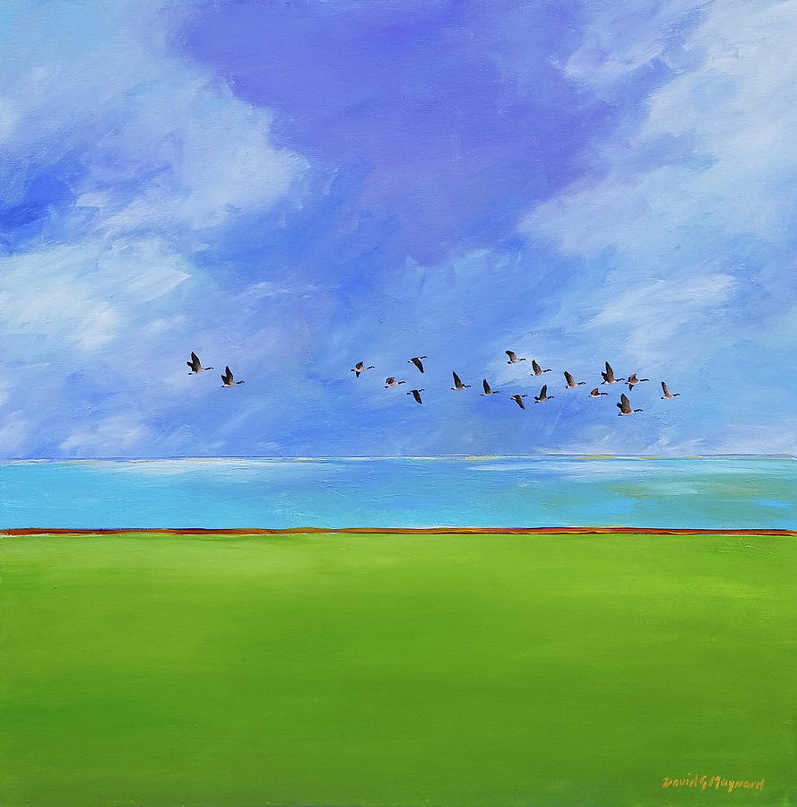 flight over Erie  Painting by David Maynard