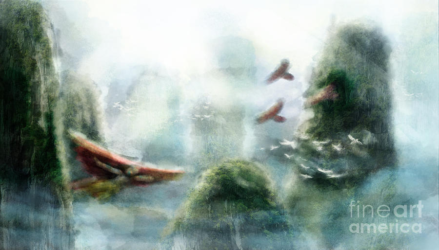 China Painting - Flight through the Mountains by Brandy Woods