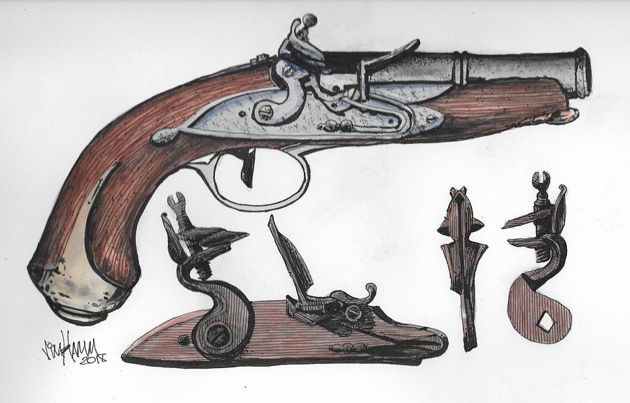 pirate flintlock pistol drawing