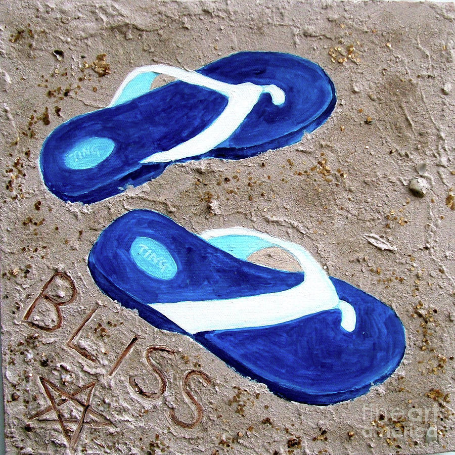 Beach Painting - Flip Flops are Bliss by Doris Blessington