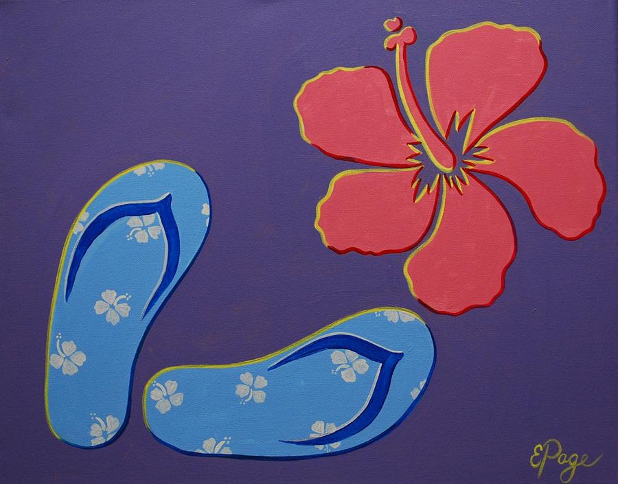Summer Painting - Flip Flops by Emily Page