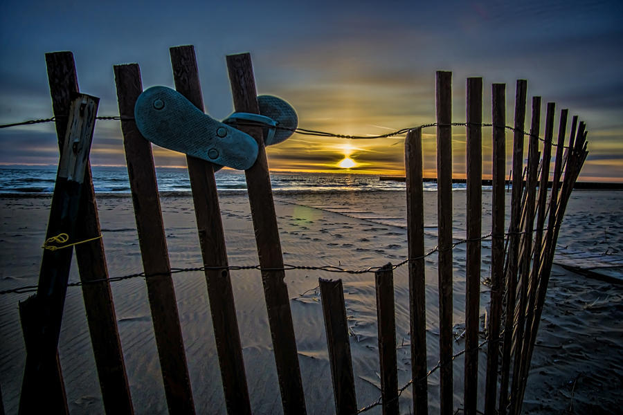Flip Flops On A Beach At Sun Rise Photograph by Sven Brogren