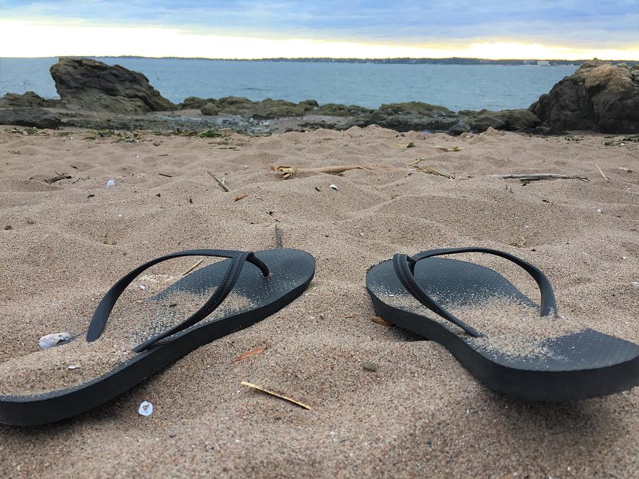 Flip Flops on the beach Photograph by 