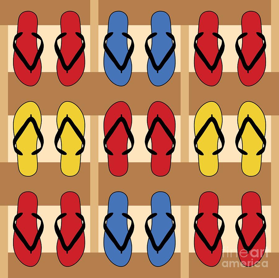 Flip Flops Stripes Graphic in Primary Colors Digital Art by MM Anderson