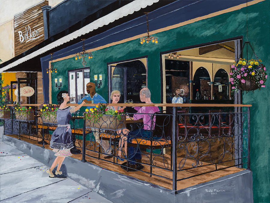 San Diego Painting - Flirtation in Little Italy by Todd Martin