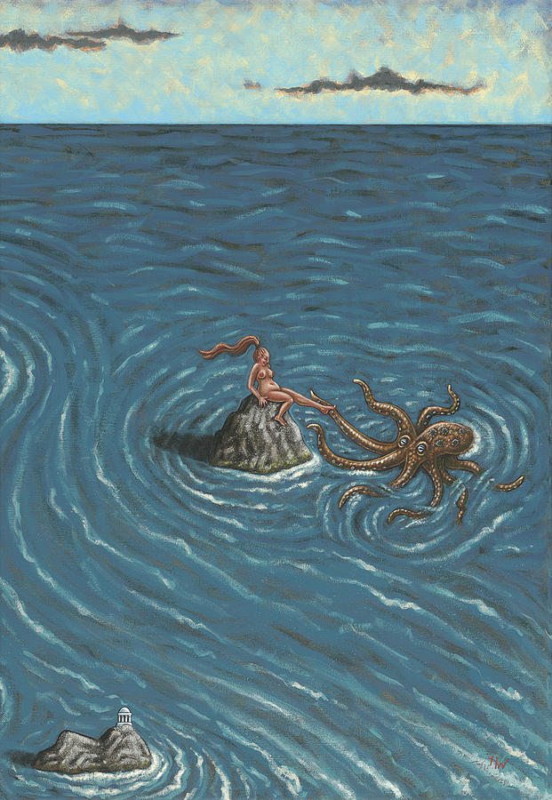 Octopus Painting - Flirtation by Holly Wood