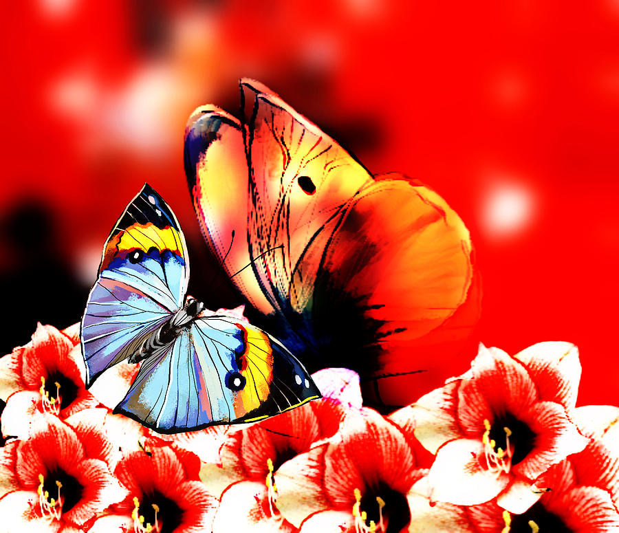 Flirting Butterflies Digital Art by Gayle Price Thomas