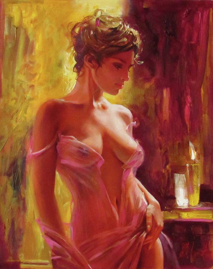 Flirting with a candle Painting by Sergey Ignatenko