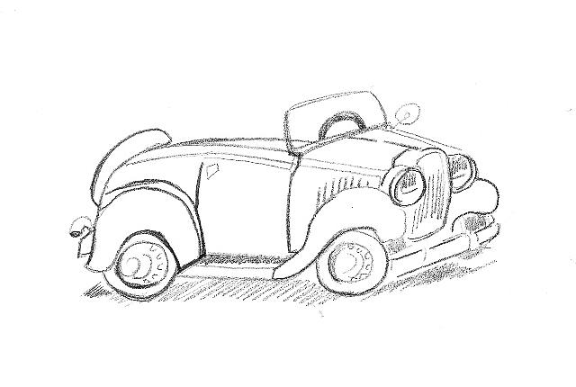 Old Car Drawing - Fliver Car by Janet Lavida