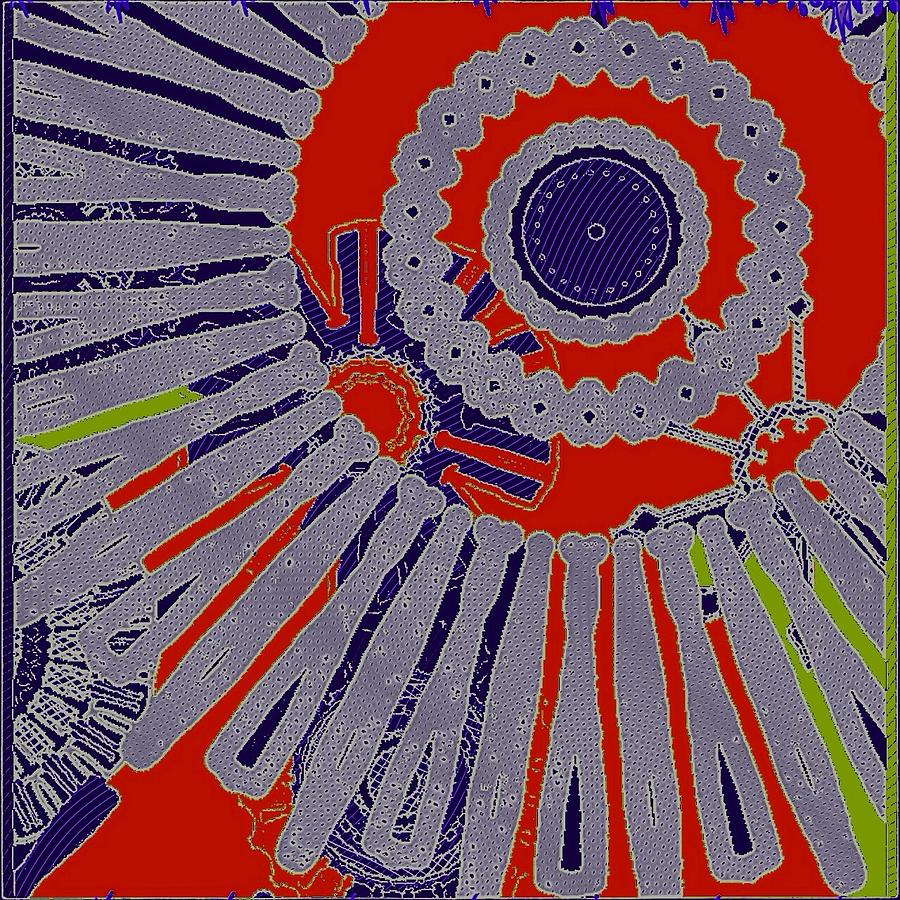 Floater  red blues green Digital Art by Cooky Goldblatt