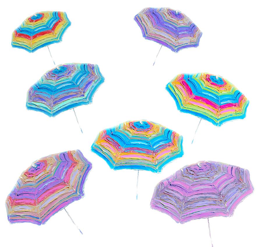Floating Beach Umbrellas Painting by Jan Matson