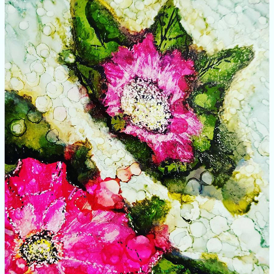 Flower Painting - Floating flowers by Cindy Rothery