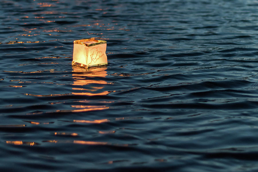 Cool Photograph - Floating Lantern on the Lake by Terry DeLuco