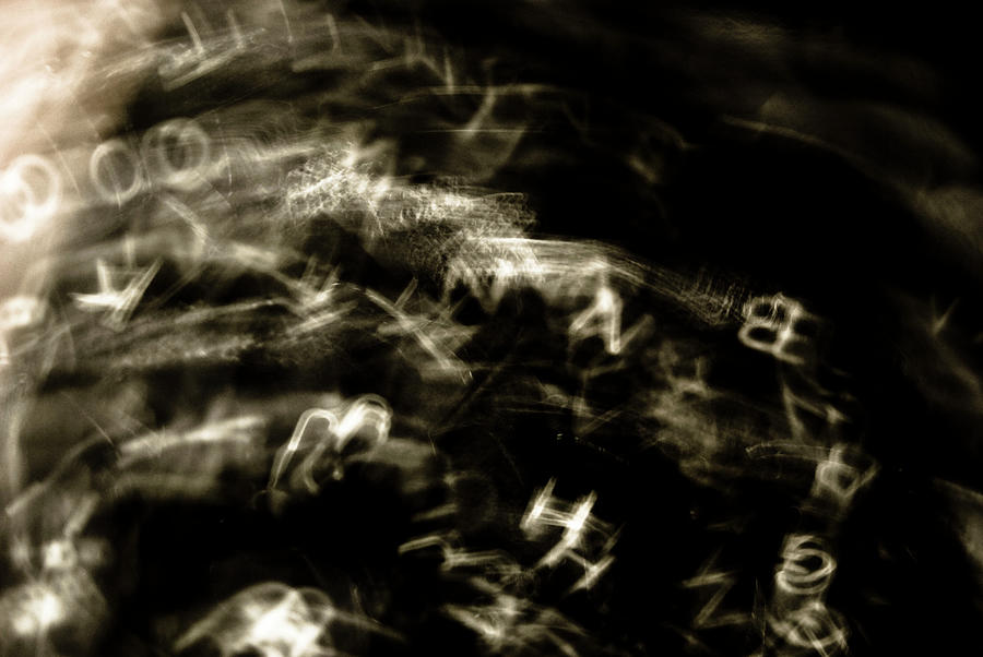 Letters Photograph - Floating Letters II by Grebo Gray Letters Photograph - Floating Letters II by Grebo Gray