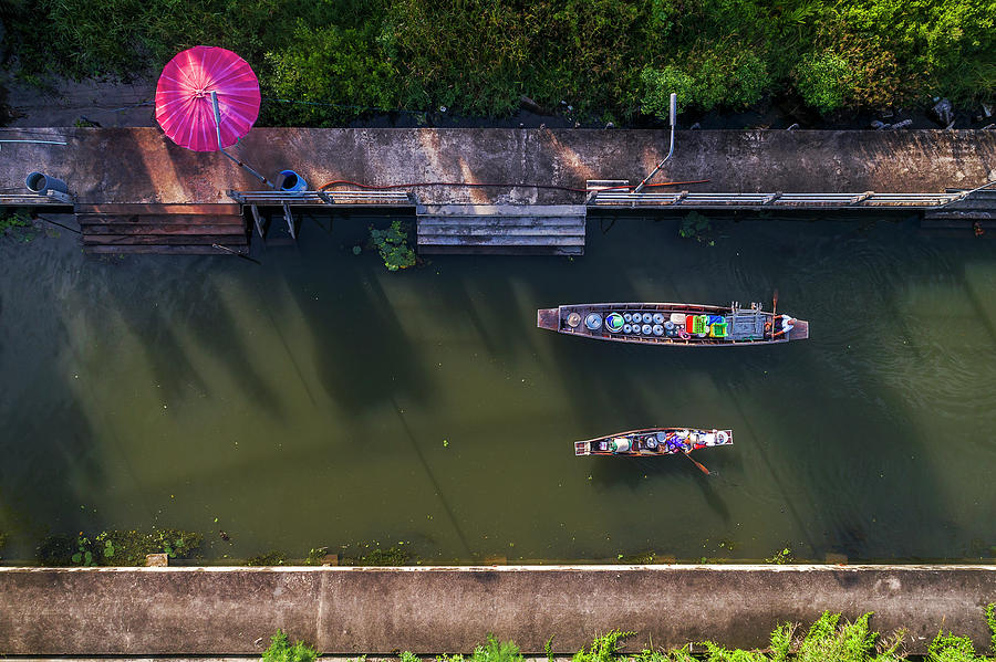 Floating market aerial view Photograph by Pradeep Raja PRINTS