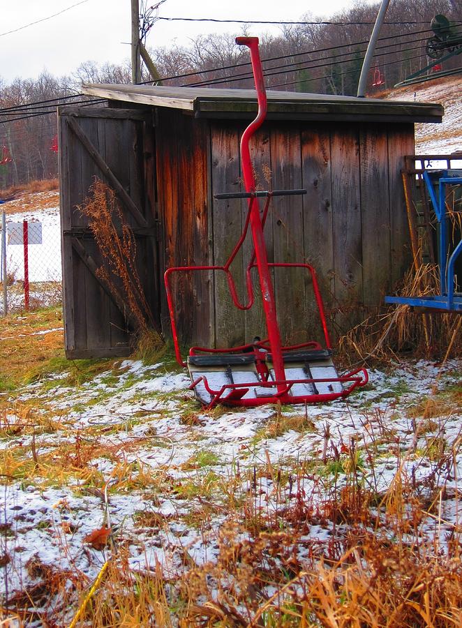 Floating Red Chairlift Photograph by Sven Migot