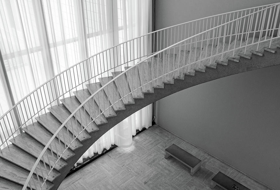 Floating Staircase At The Art Institute Bw Photograph