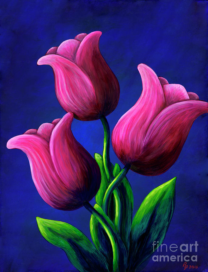 Floating Tulips Painting by Rebecca Parker