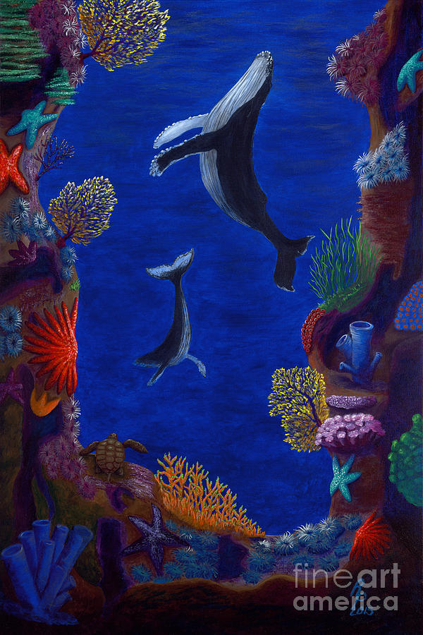 Floating Whales Painting by Rebecca Parker