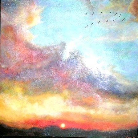 Flock Of Birds Hurrying Towards Heaven Painting by Marie-Line Vasseur
