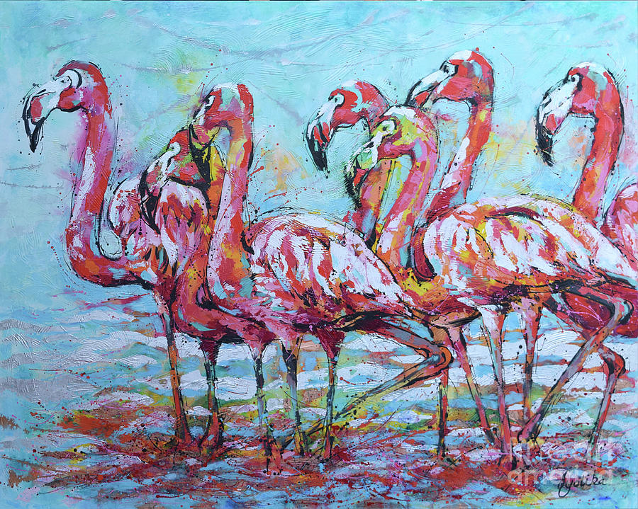 Flamingos Painting by Jyotika Shroff