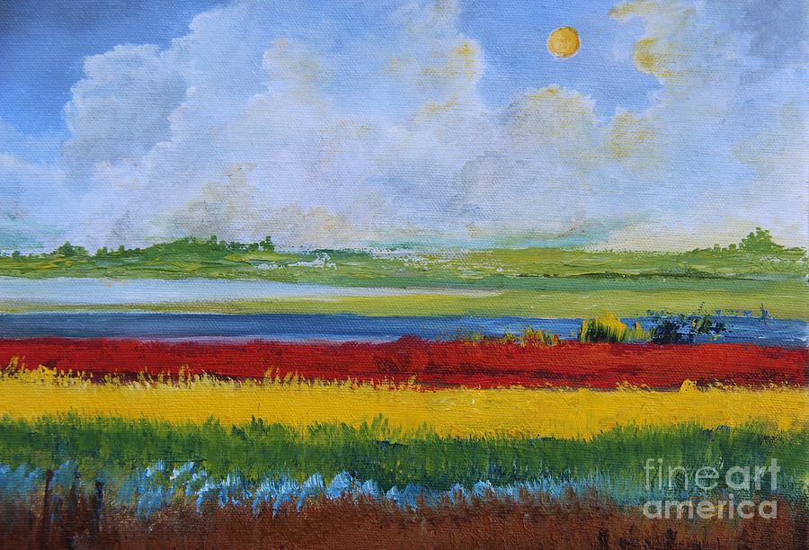 Flowers Lake Painting by Alicia Maury