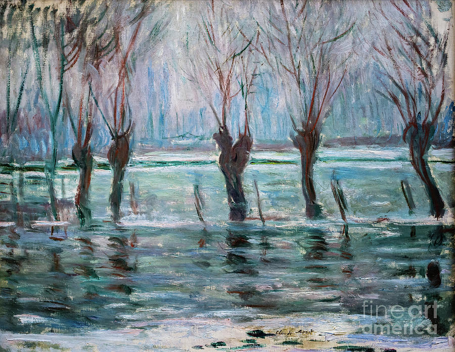 Flood Water by Monet Painting by Claude Monet