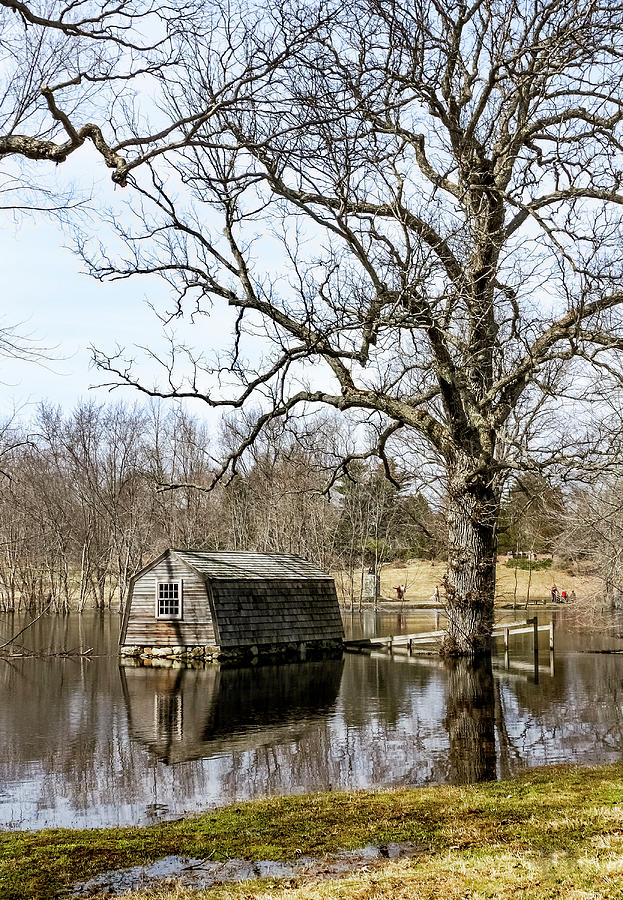 Landscape Photograph - Flooded Boathouse at The Old Manse by Betty Denise
