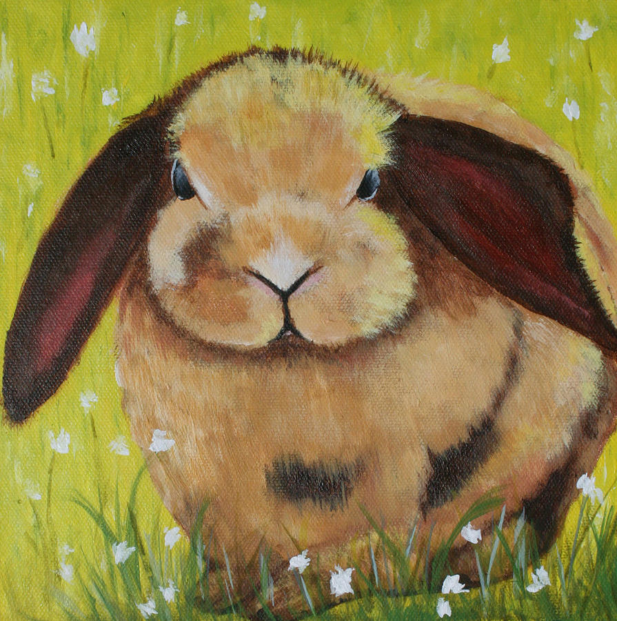 Easter Painting - Flopped Ear Bunny by Donna Tucker